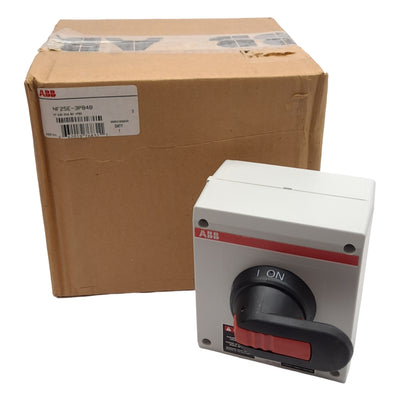 New ABB NF25E-3PB4B Enclosed Disconnect Switch, 3-Pole, 600VAC 25A, Pistol Handle