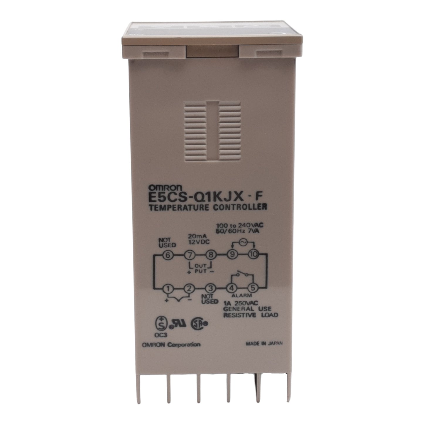 Used Omron E5CS-Q1KJX-F Temperature Controller, 100-240VAC, T/C Input, 1/16 DIN