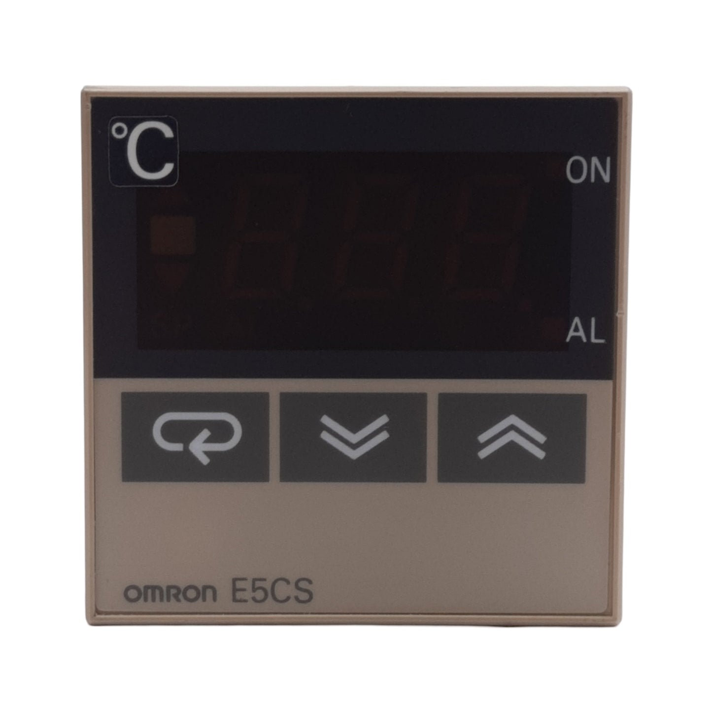 Used Omron E5CS-Q1KJX-F Temperature Controller, 100-240VAC, T/C Input, 1/16 DIN