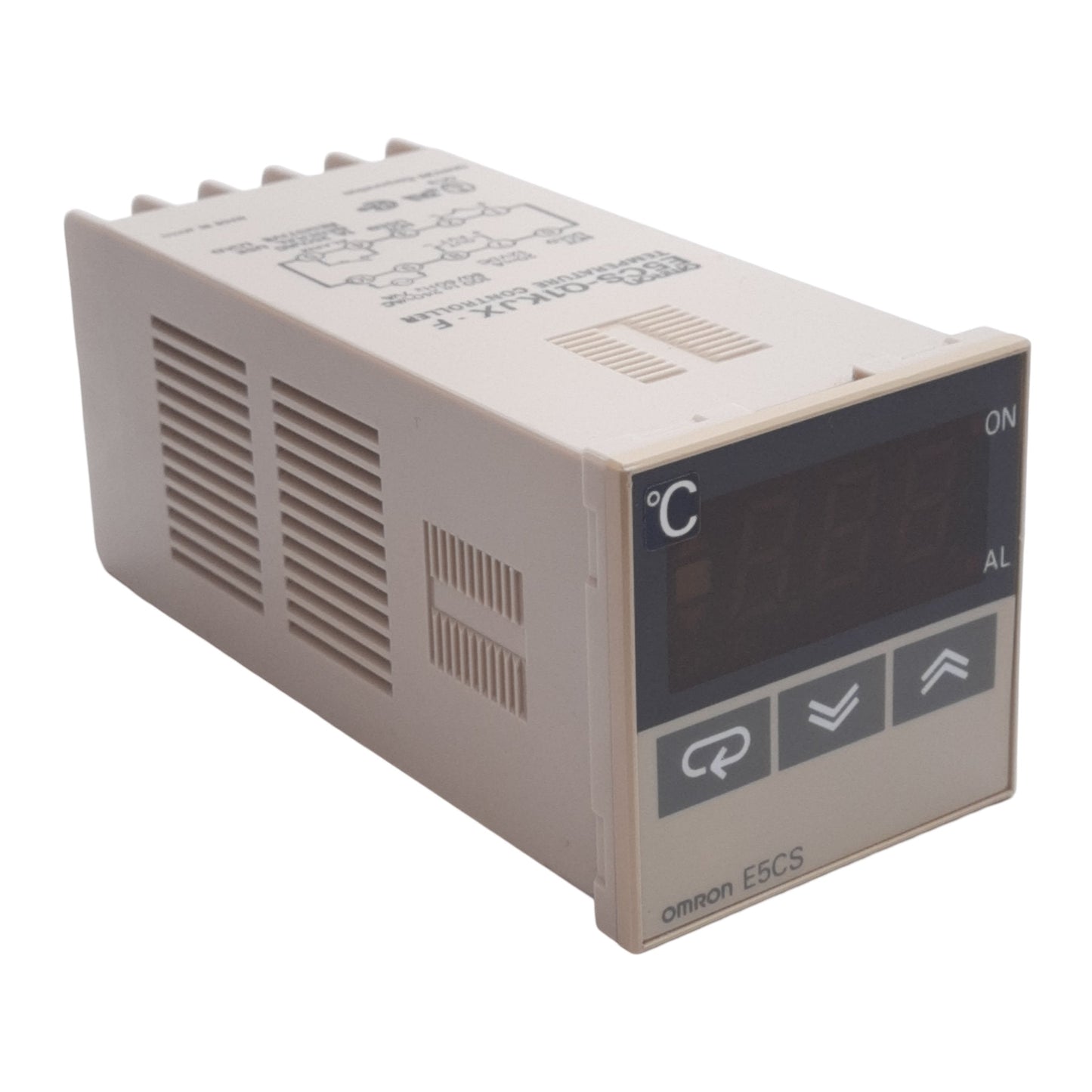 Used Omron E5CS-Q1KJX-F Temperature Controller, 100-240VAC, T/C Input, 1/16 DIN