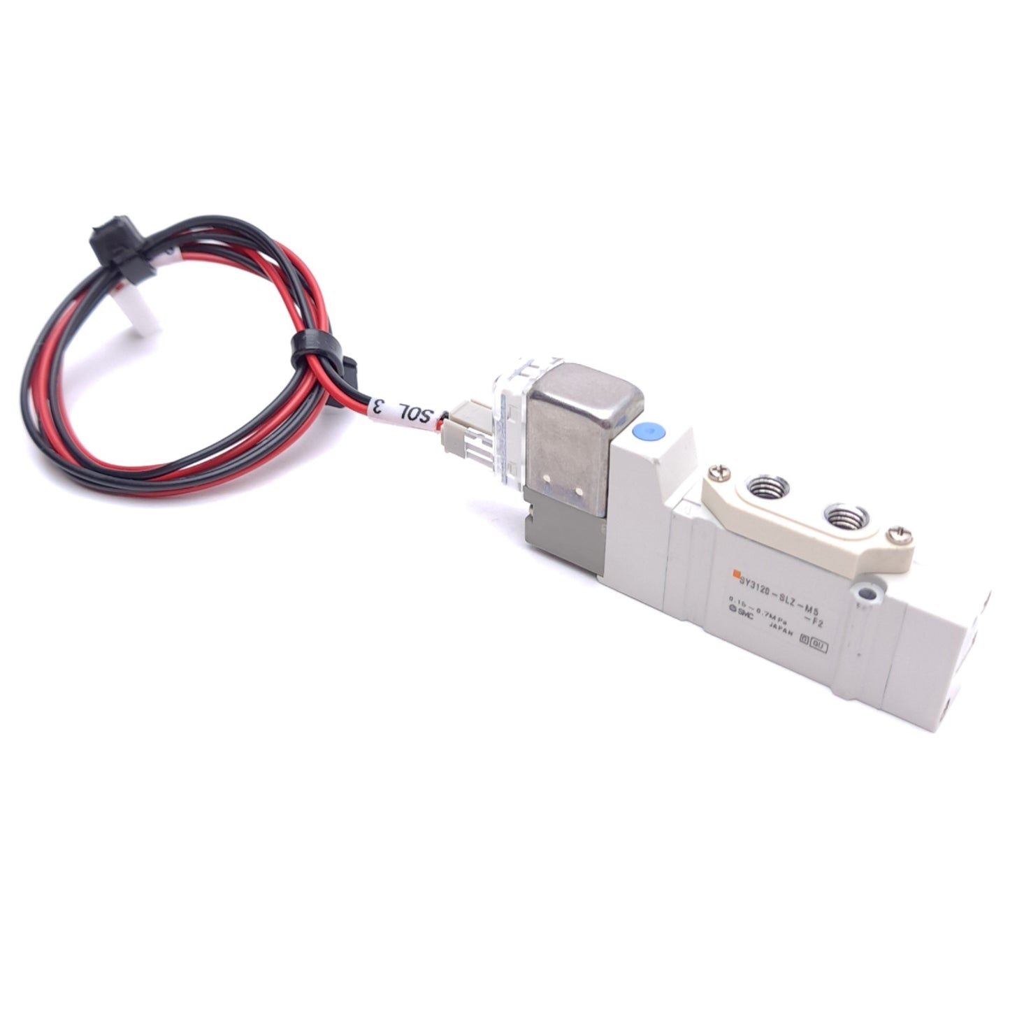 Used SMC SY3120-SLZ-M5 Solenoid Valve, 5-Port 2-Position, M5x0.8, 0.15~0.7MPa, 5VDC