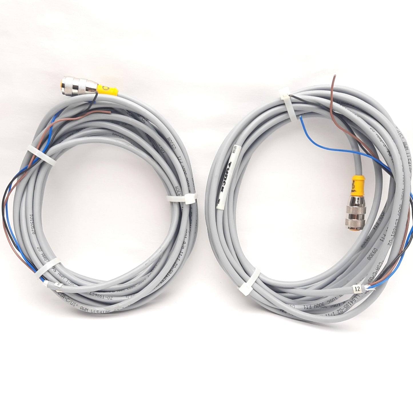 Used Lot of 2 Turck RK 4T-6 Cordset, M12 3-Pin Female to Flying Leads, 250V, 6m