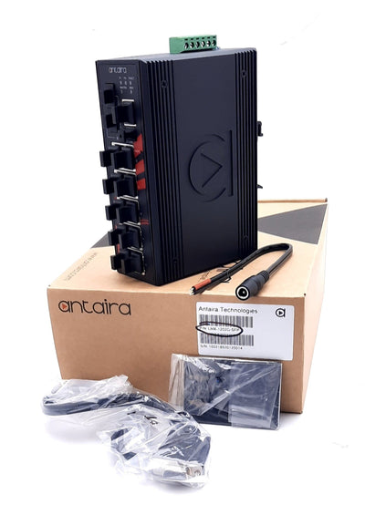 New Antaira LMX-1202G-SFP 12-Port Managed Gigabit Ethernet Switch 24VDC, 1A 12-48VDC