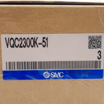 New SMC VQC2300K-51 Solenoid Valve, 3-Position Closed Center, 1.0MPa, 24VDC Coil