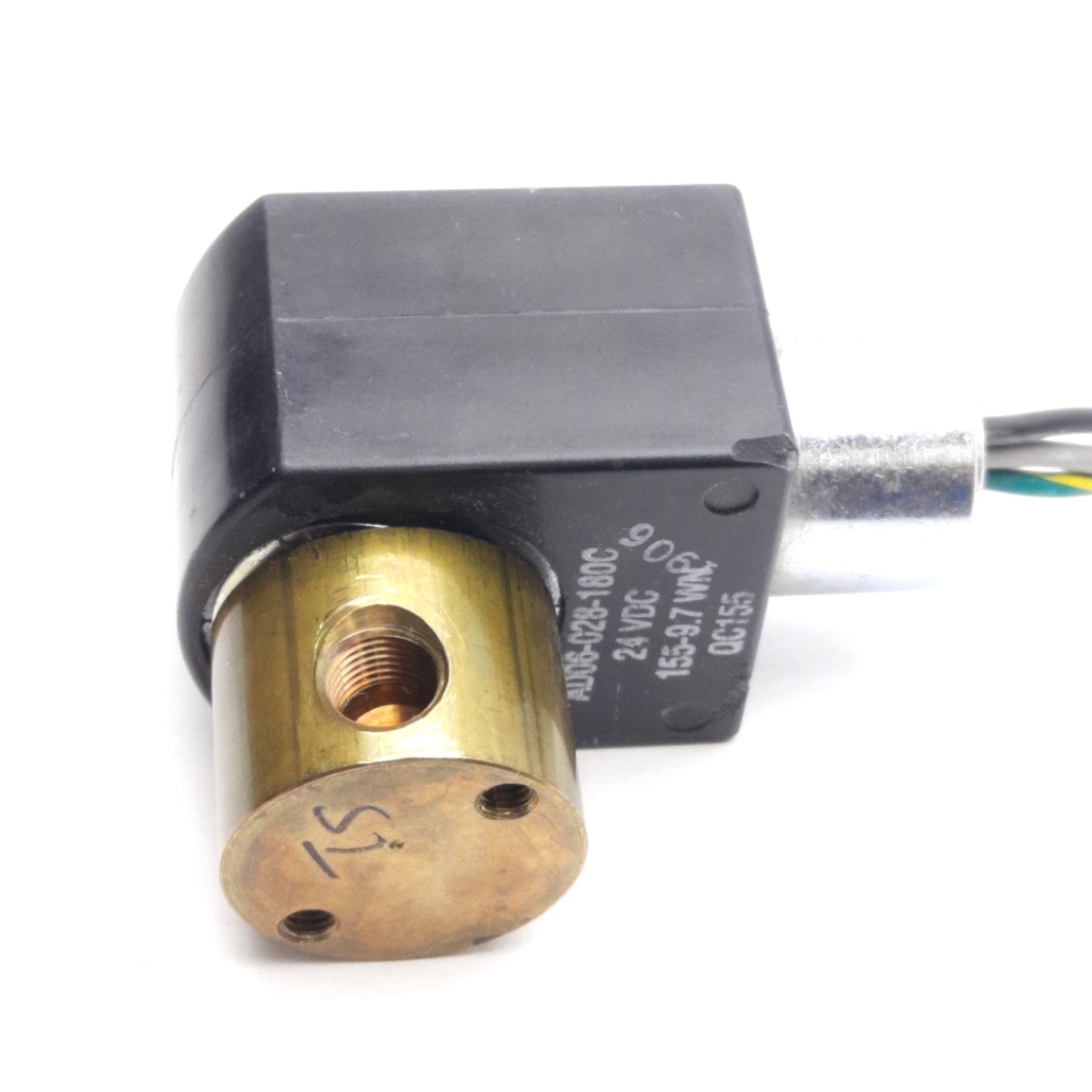 Used Parker 02F20C1108A1F4C80 Solenoid Valve, 1/8in NPT, 80Psi, 2-Way NC, 24VDC Coil
