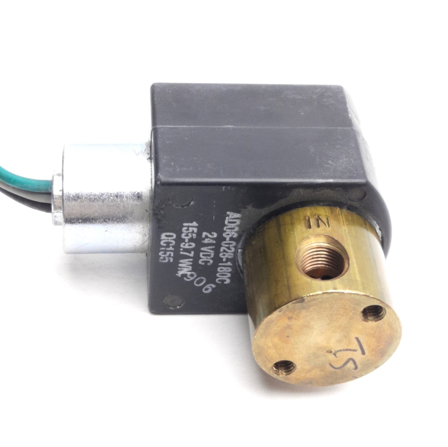 Used Parker 02F20C1108A1F4C80 Solenoid Valve, 1/8in NPT, 80Psi, 2-Way NC, 24VDC Coil