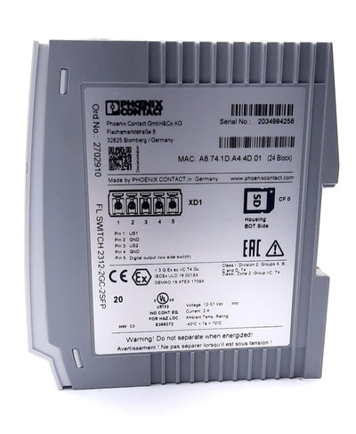 New Phoenix Contact 2312-2GC-2SFP Industrial Ethernet Switch 12-57VDC, 2A, 12x RJ45
