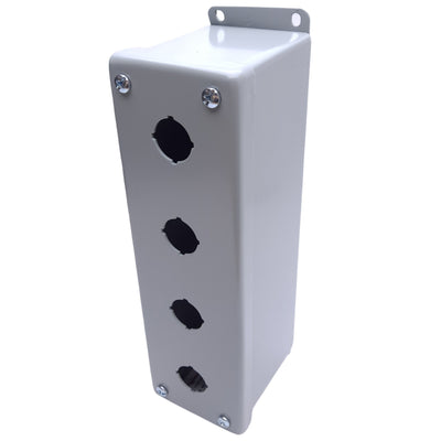 New – Open box nVent Hoffman E4PBGXM 13531 Pushbutton Enclosure, 4-Hole, ø22.5mm, Steel