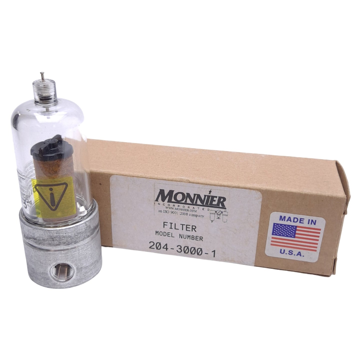 New Monnier 204-3000-1 Particulate Filter, 20µm Filtration, 1/8in NPT, 150psig Max