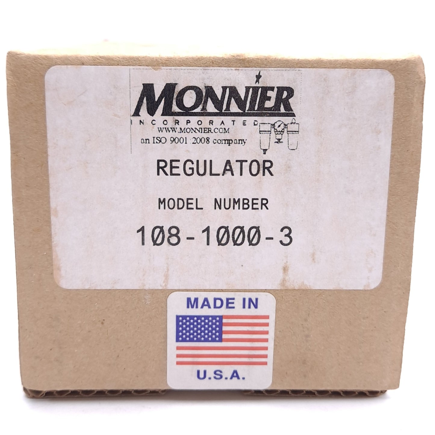 New Monnier 108-1000-3 Air Pressure Regulator, 3/8in NPT Ports, 250psig Max Inlet