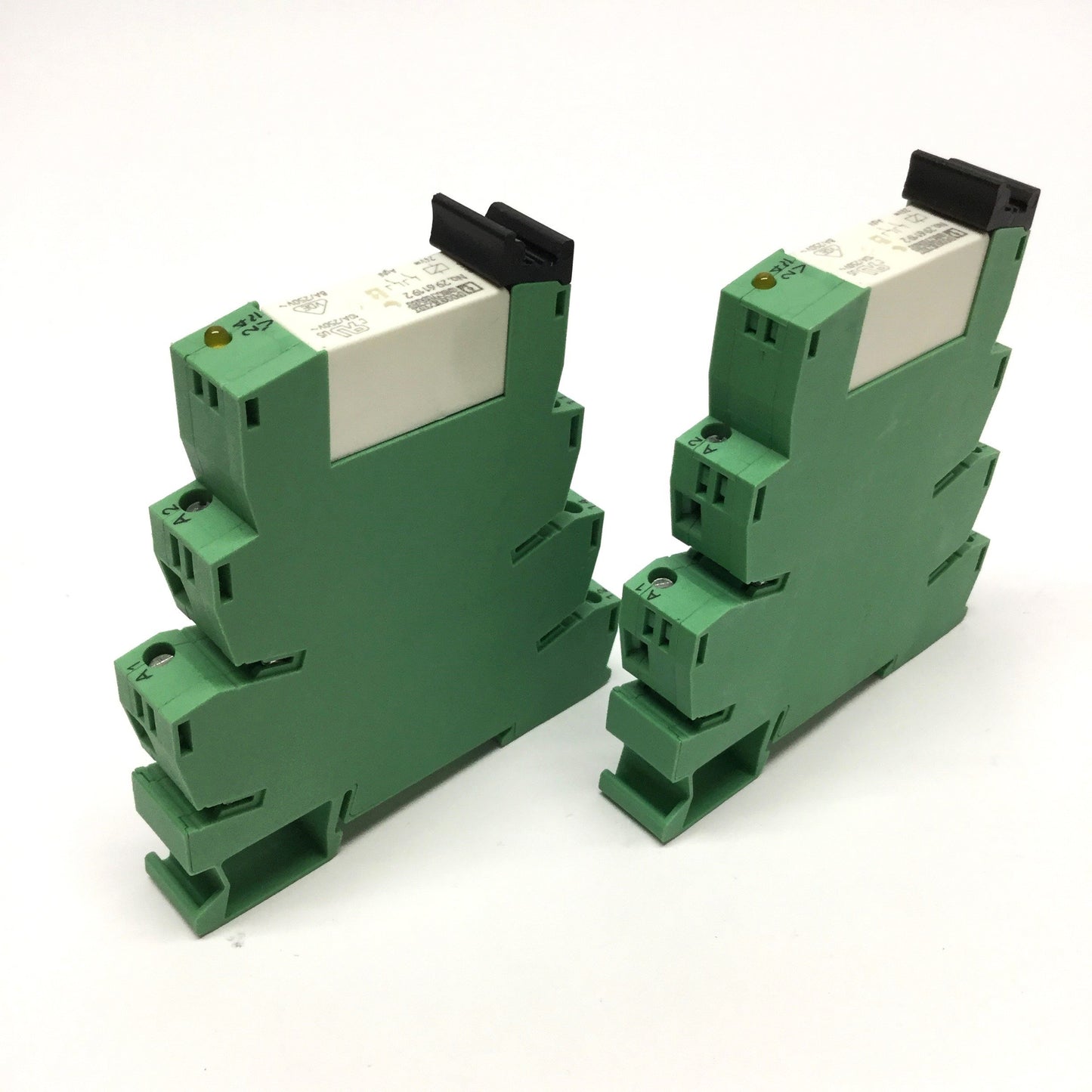 Used Lot of 2 Phoenix PLC-BSC-24UC/21-21 Socket Bases w/DPDT Relay 2961192 24VDC