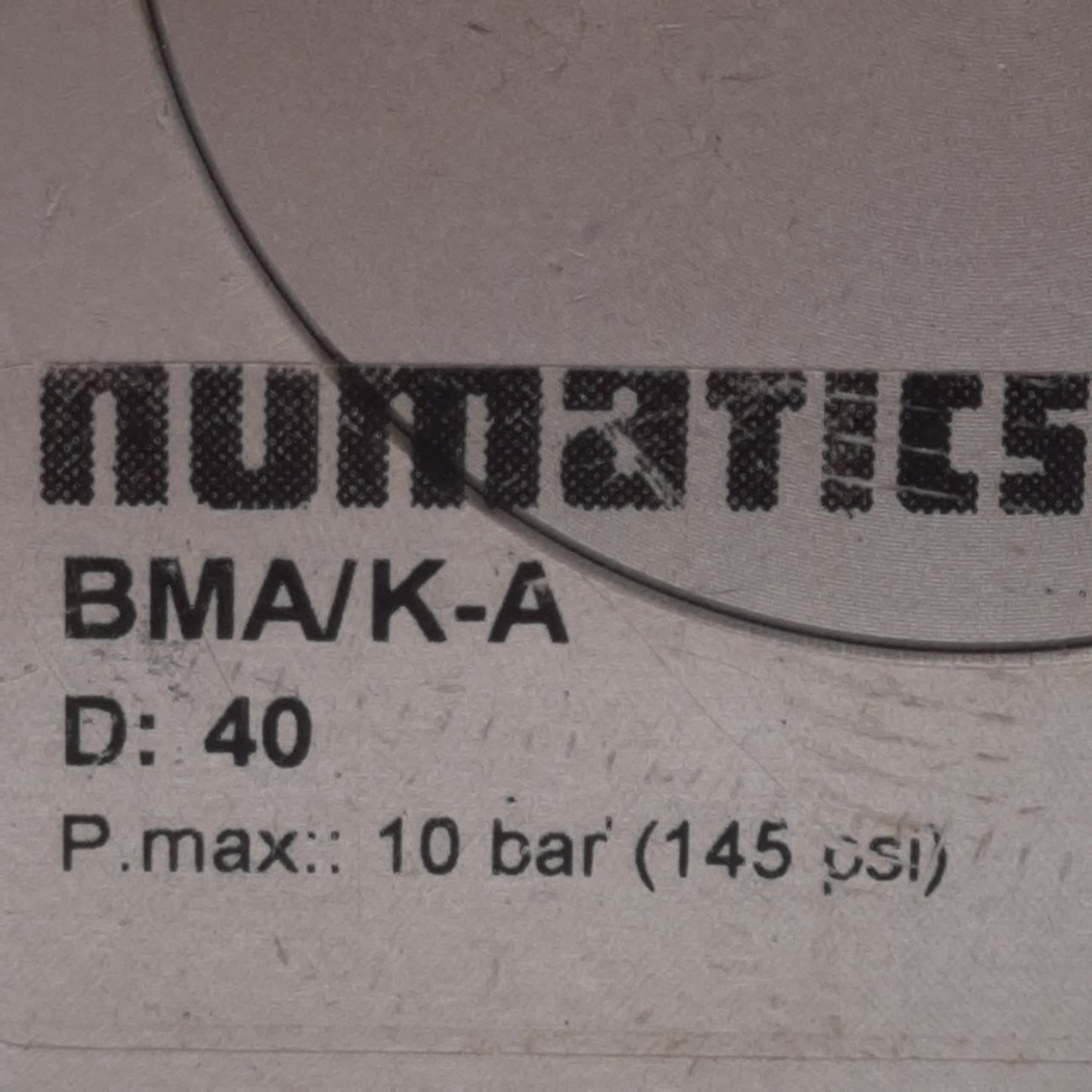 Used Numatics BMA/K-A Rod Locking Cylinder, ø1-1/2in Bore, 145PSI, 1/8in NPTF