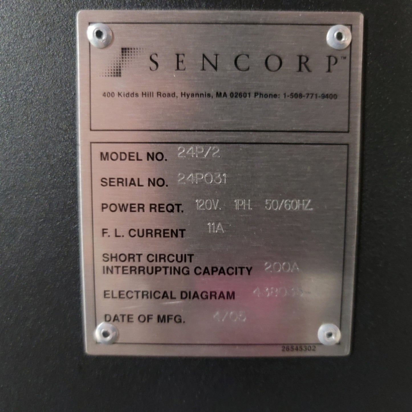 Used Sencorp CeraTek 24P/2 P-Series Medical Pouch Sealer 24" x 3/8" Seal, 120VAC 11A
