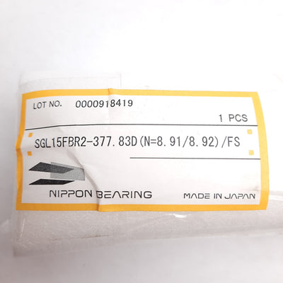 New Nippon Bearing SGL15FBR2-377.83D Slide Guide, 54.3x34mm Carriages, 377.83mm Rail