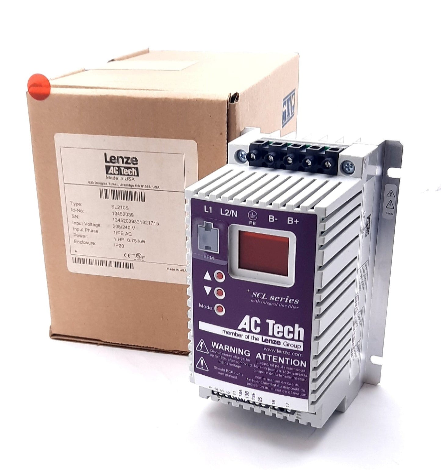 New Lenze SL210S Enclosed Variable Frequency Drive 1 Phase Input 208–240VAC 1Hp