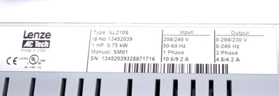 New Lenze SL210S Enclosed Variable Frequency Drive 1 Phase Input 208–240VAC 1Hp