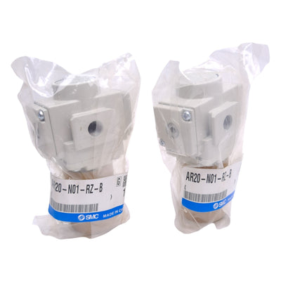 New – Open box Lot of 2 SMC AR20-N01-RZ-B Regulator, 1/8in NPT, 0.05-0.85MPa Set Pressure