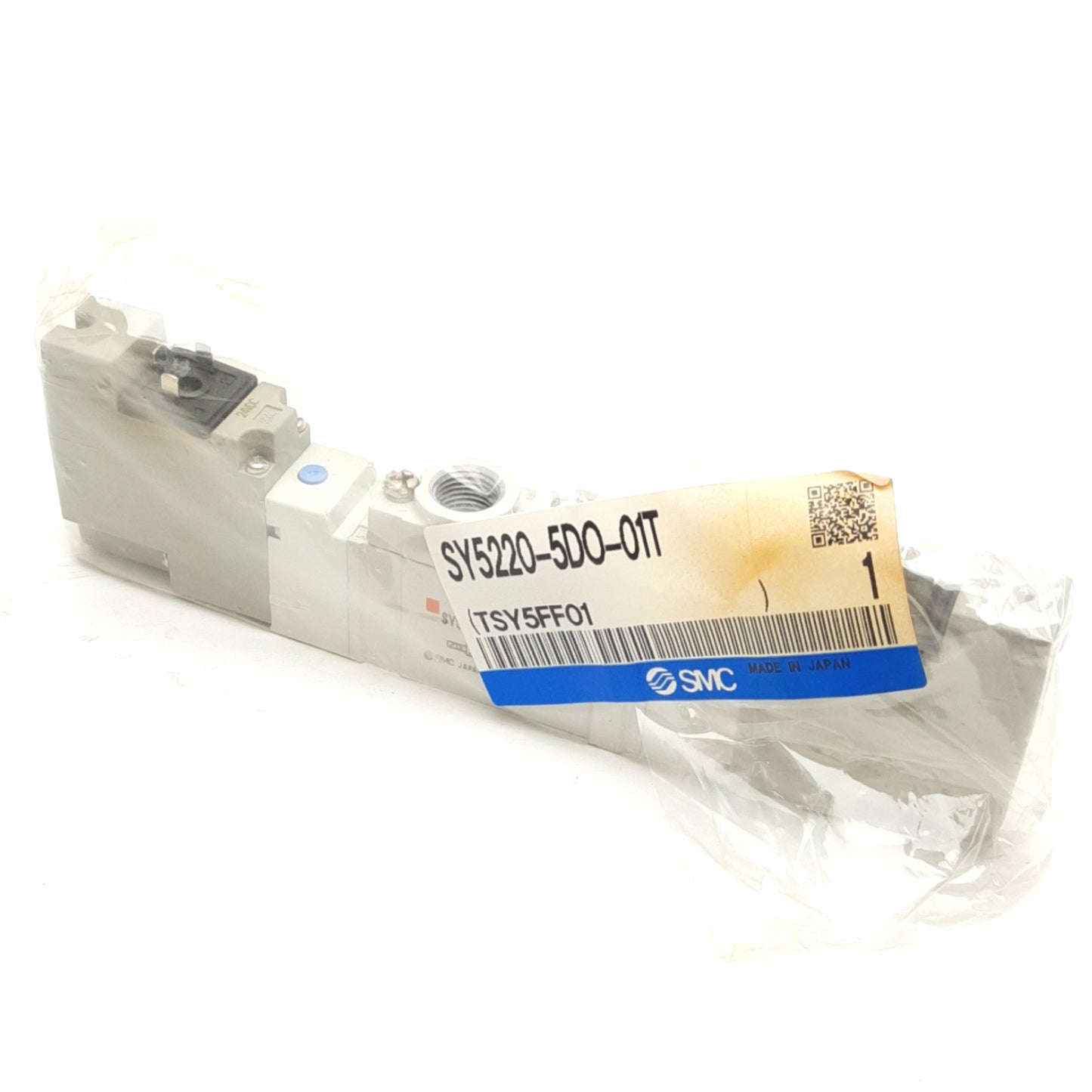 New SMC SY5220-5DO-01T Solenoid Valve, 2-Pos Double, 24VDC Coil, 1/8in NPTF