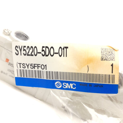 New SMC SY5220-5DO-01T Solenoid Valve, 2-Pos Double, 24VDC Coil, 1/8in NPTF