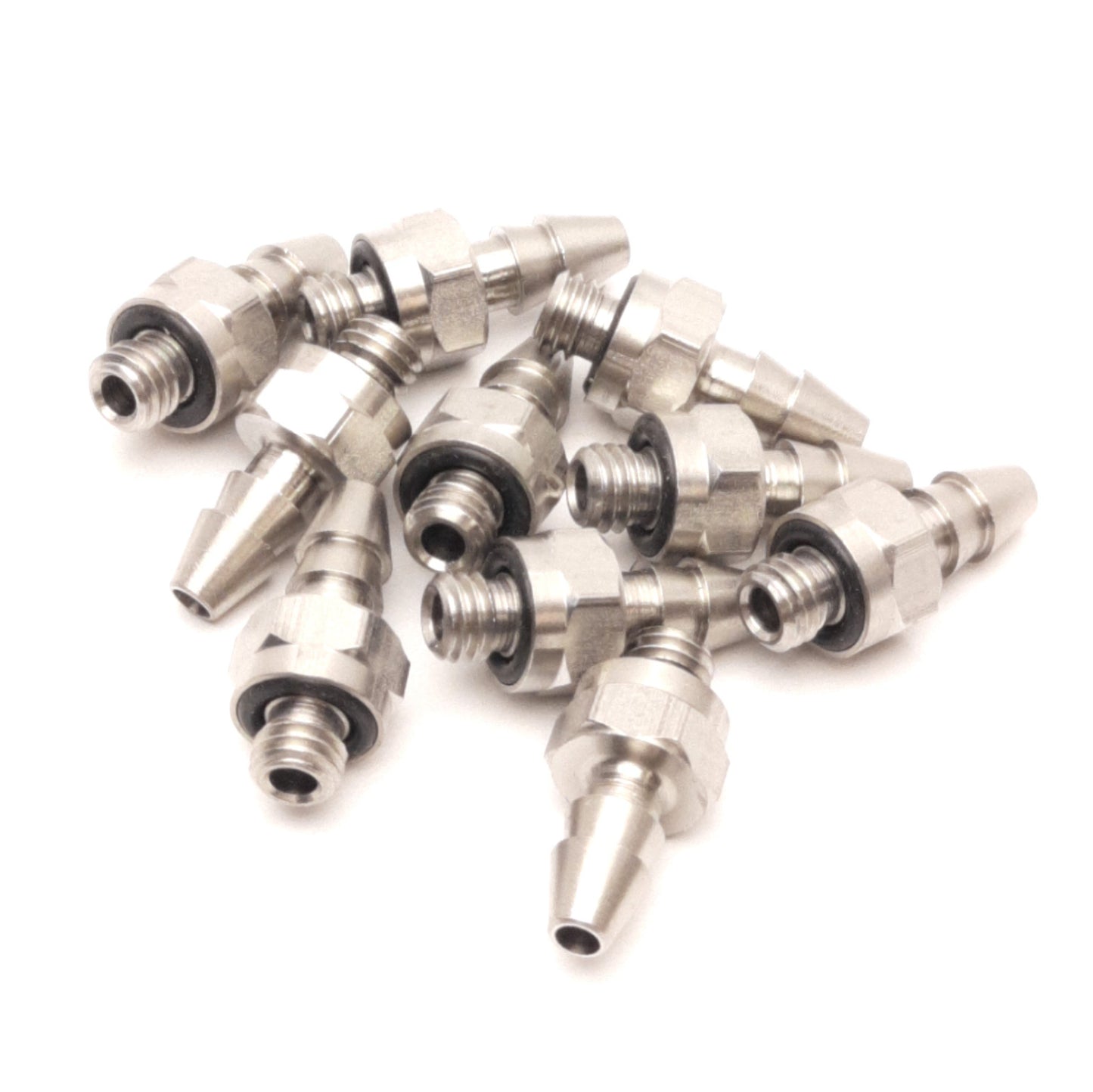 Used Lot of 10 Pneumadyne SBF-170-SSB Straight Connectors 10-32 to 0.17" Hose Barb