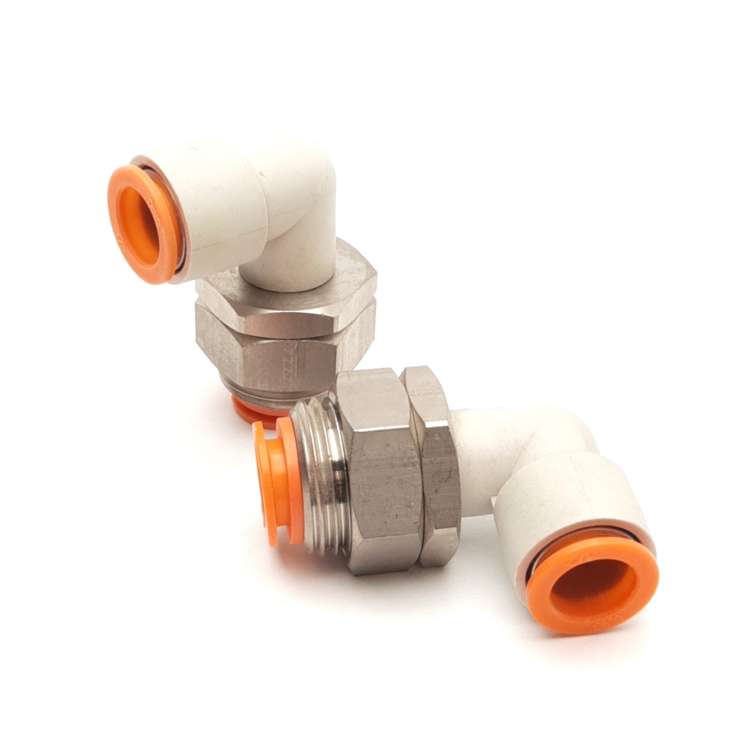 New – Open box Lot of 2 SMC KQ2LE13-00-X2 Bulkhead Elbow, 1/2in P2C Tube Fitting, 1MPa Max