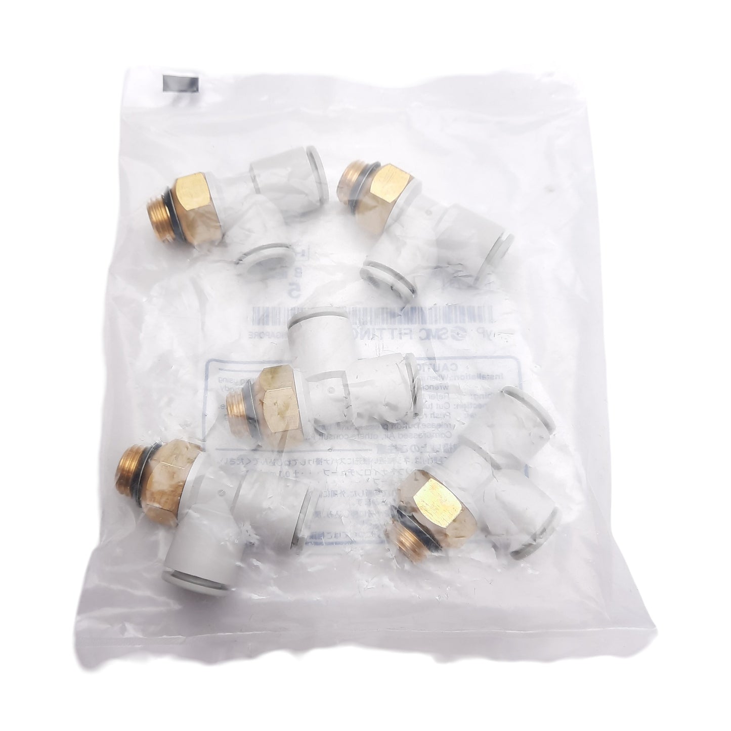 New Lot of 5 SMC KQ2Y10-U02A Male Run Tee Fitting, ø10mm One-Touch, 1/4in Uni Thread