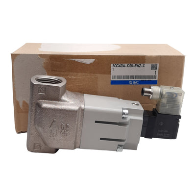 New SMC SGC421A-1025-5WZ-X1 Coolant Valve, 0-1MPa, Rc 1in, M12 4-Pin, 24VDC Coil