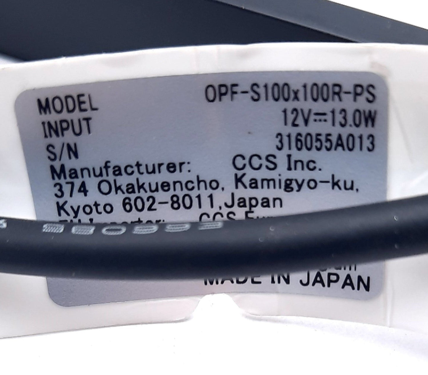 Used CCS Fastus OPF-S100x100R-PS Machine Vision Light Red 12VDC, 13W, 630nm