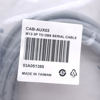 New Datalogic 93A051385 CAB-AUX03 Cable, M12 3-Pin Male to DB9 Female, 3m Length