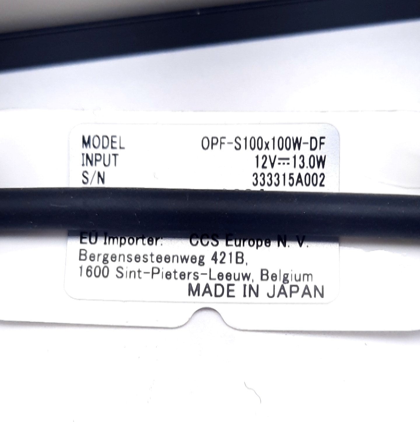 Used CCS OPF-S100x100W-DF Machine Vision Lighting White 12VDC, 13W, 112mmx108mmx15mm