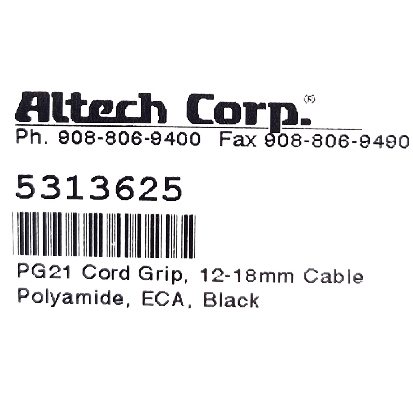 New – Open box Lot of 7 Altech 5313625 Cord Grip Cable Gland, PG21, ø12-18mm Cable Range