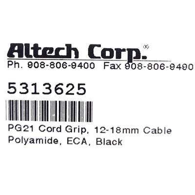 New – Open box Lot of 7 Altech 5313625 Cord Grip Cable Gland, PG21, ø12-18mm Cable Range