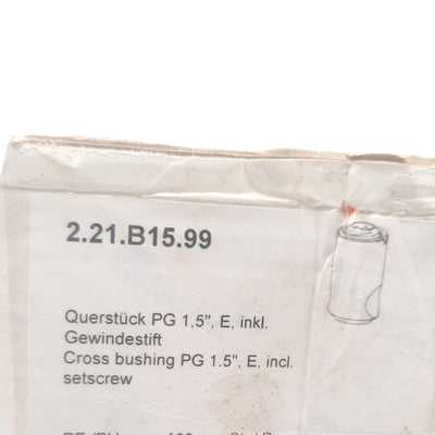 New – Open box Lot of 25 MayTec 2.21.B15.99 Cross Bushing w/ Screw, PG1.5", 25mm Length, ø13mm
