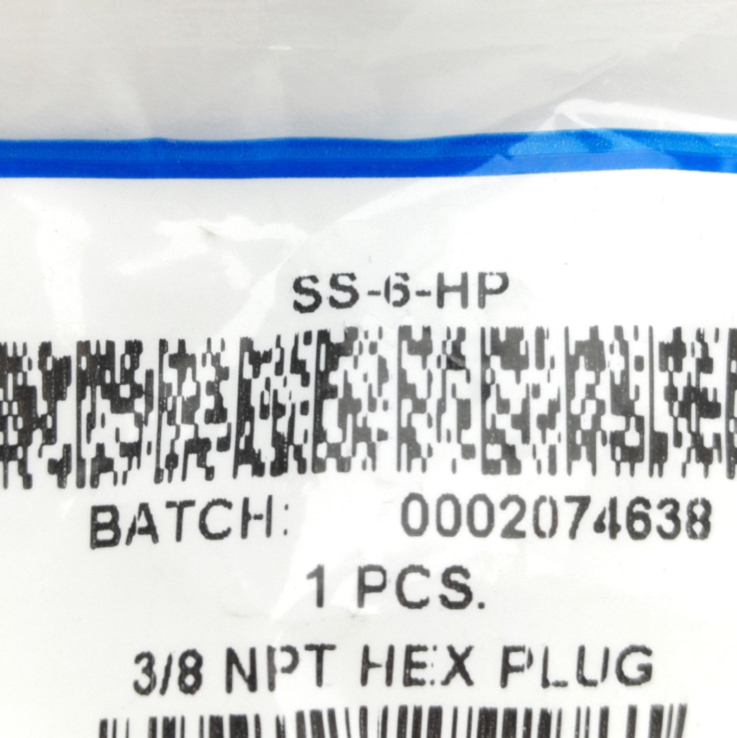 New Lot of 2 Swagelok SS-6-HP Stainless Steel Hollow Hex Plug, 3/8in NPT Male