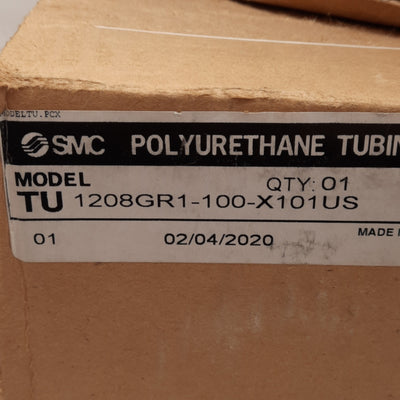 New SMC TU1208GR1-100-X101US Polyurethane Tubing, ø12mm OD, ø8mm ID, 0.8MPa, 100m