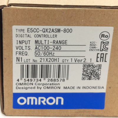 New Omron E5CC-QX2ASM-800 Digital Controller, Universal Input, 12VDC PNP Output