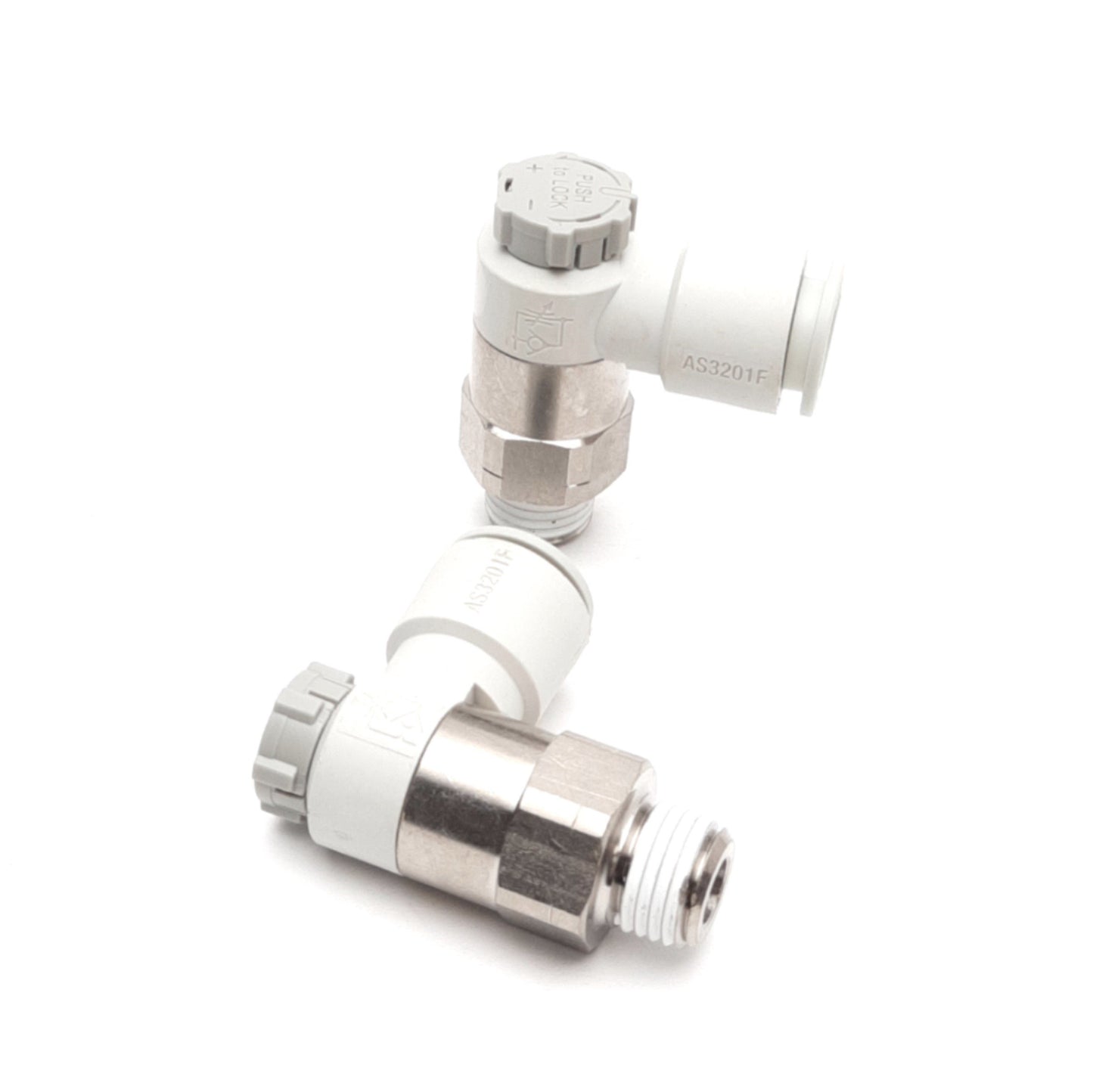 New – Open box Lot of 2 SMC AS3201F-N02-12SA Speed Control Elbow, 1/4in NPT to ø12mm Tube