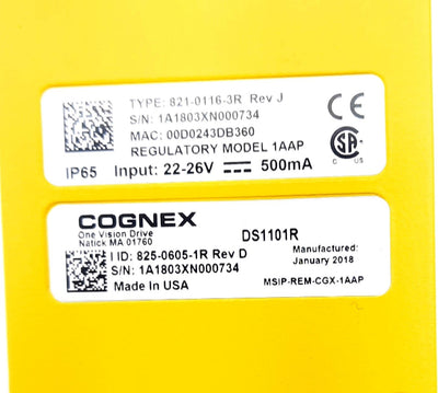 Used Cognex 821-0116-3R 3D Displacement Sensor Class 2M Laser 22-26VDC 500mA 658nm