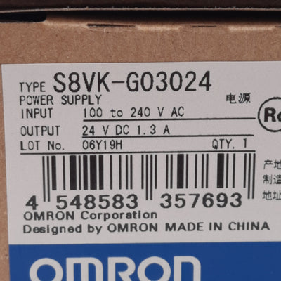 New Omron S8VK-G03024 Power Supply, 100-240VAC/90-350VDC Input, 24VDC 1.3A Output