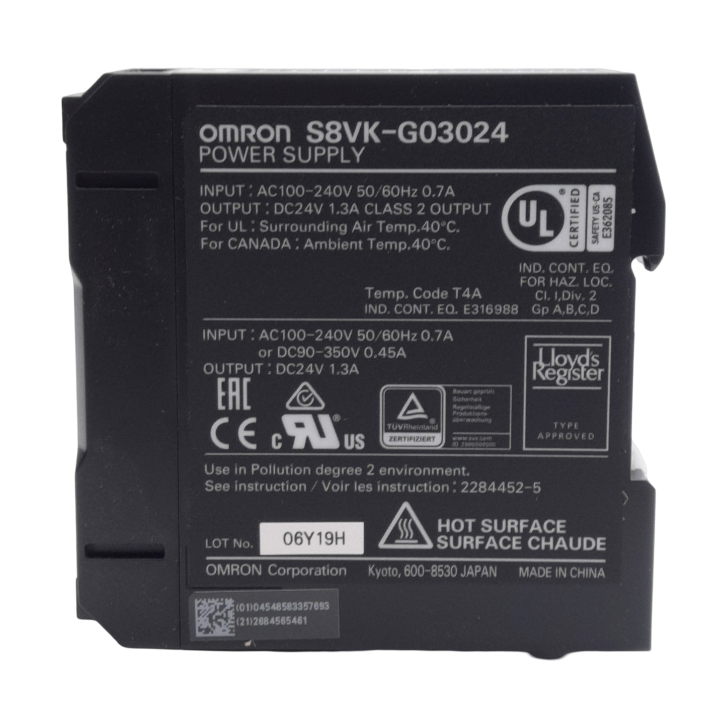 New Omron S8VK-G03024 Power Supply, 100-240VAC/90-350VDC Input, 24VDC 1.3A Output