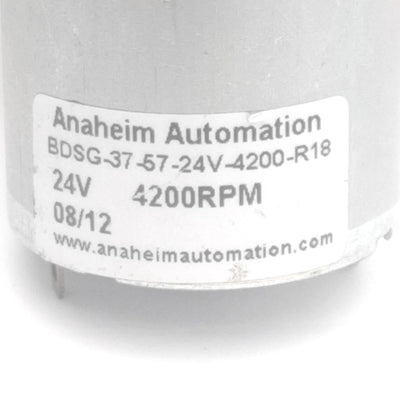 New – Open box Anaheim Automation BDSG-37-57-24V-4200-R18 Gearmotor, 24VDC, 18:1, 33.3 Oz-In