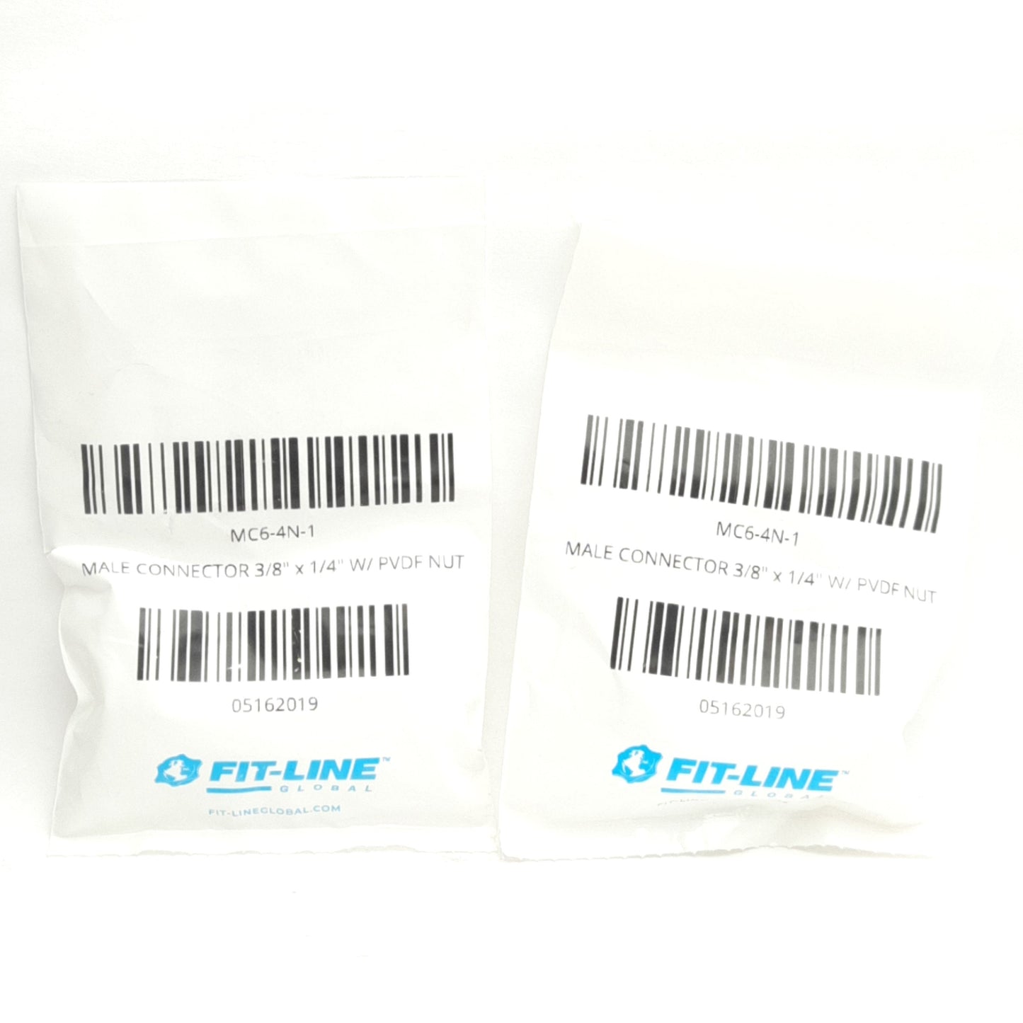 New Lot of 2 Fit-Line Global MC6-4N-1 Pneumatic Connectors, 3/8in Tube To 1/4in NPT