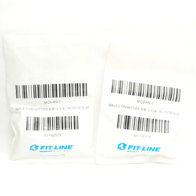 New Lot of 2 Fit-Line Global MC6-4N-1 Pneumatic Connectors, 3/8in Tube To 1/4in NPT