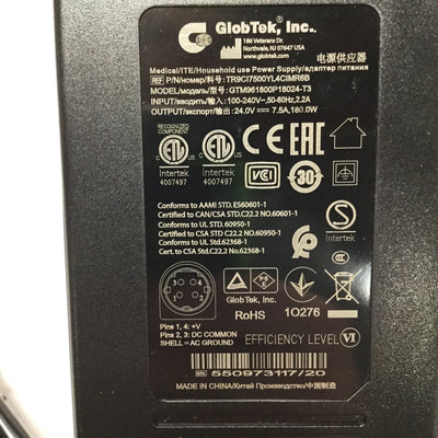 New – Open box GlobTek TR9CI7500YL4CIMR6B Power Supply Adapter 120/240VAC, 4-Pin DIN 24VDC 7.5A