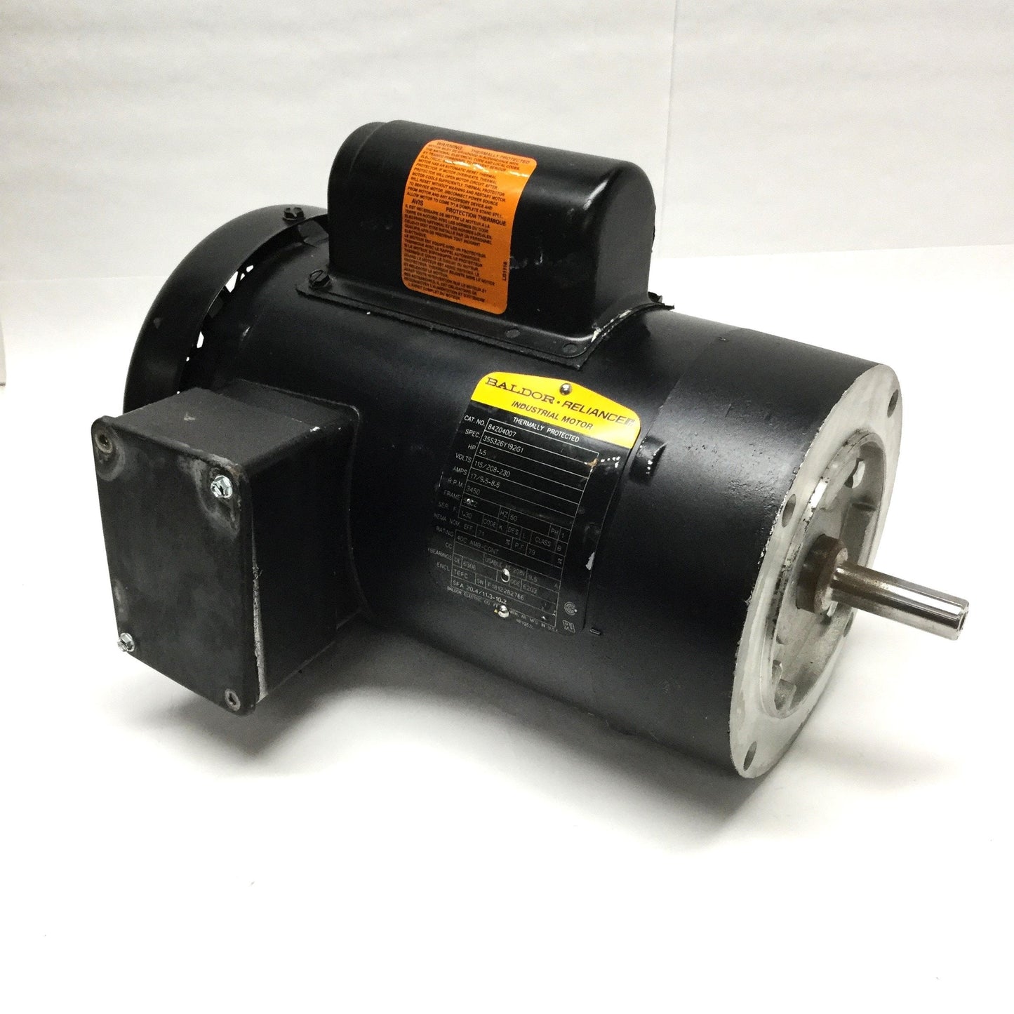 Used Baldor 84Z04007 Motor for Grundfos Coolant Pump 115/208-230VAC 1PH 1.5HP 3450RPM