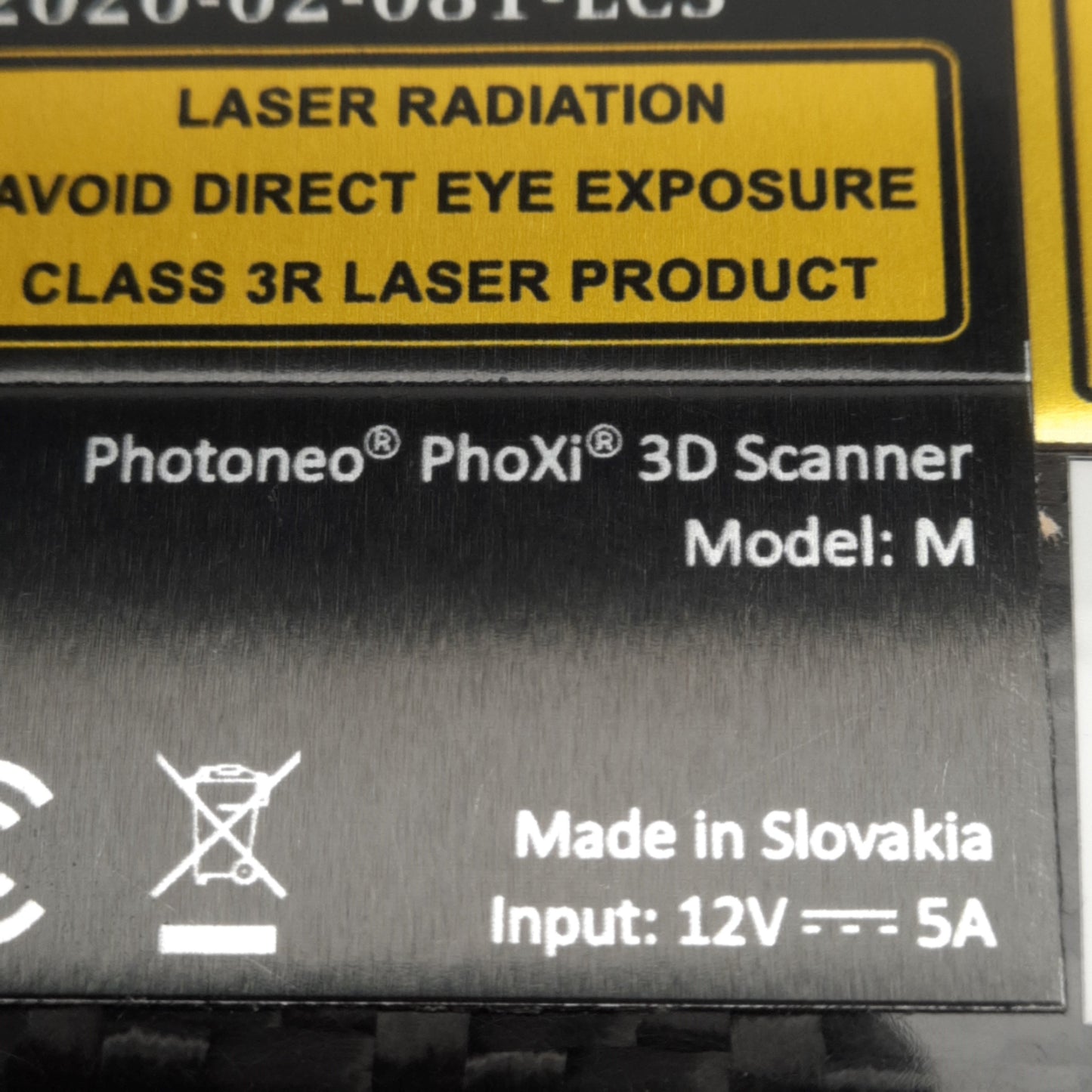 Open box Photoneo Model M Phoxi 3D Scanner, 650mm Optimal Range, 3.2M Points, 12VDC