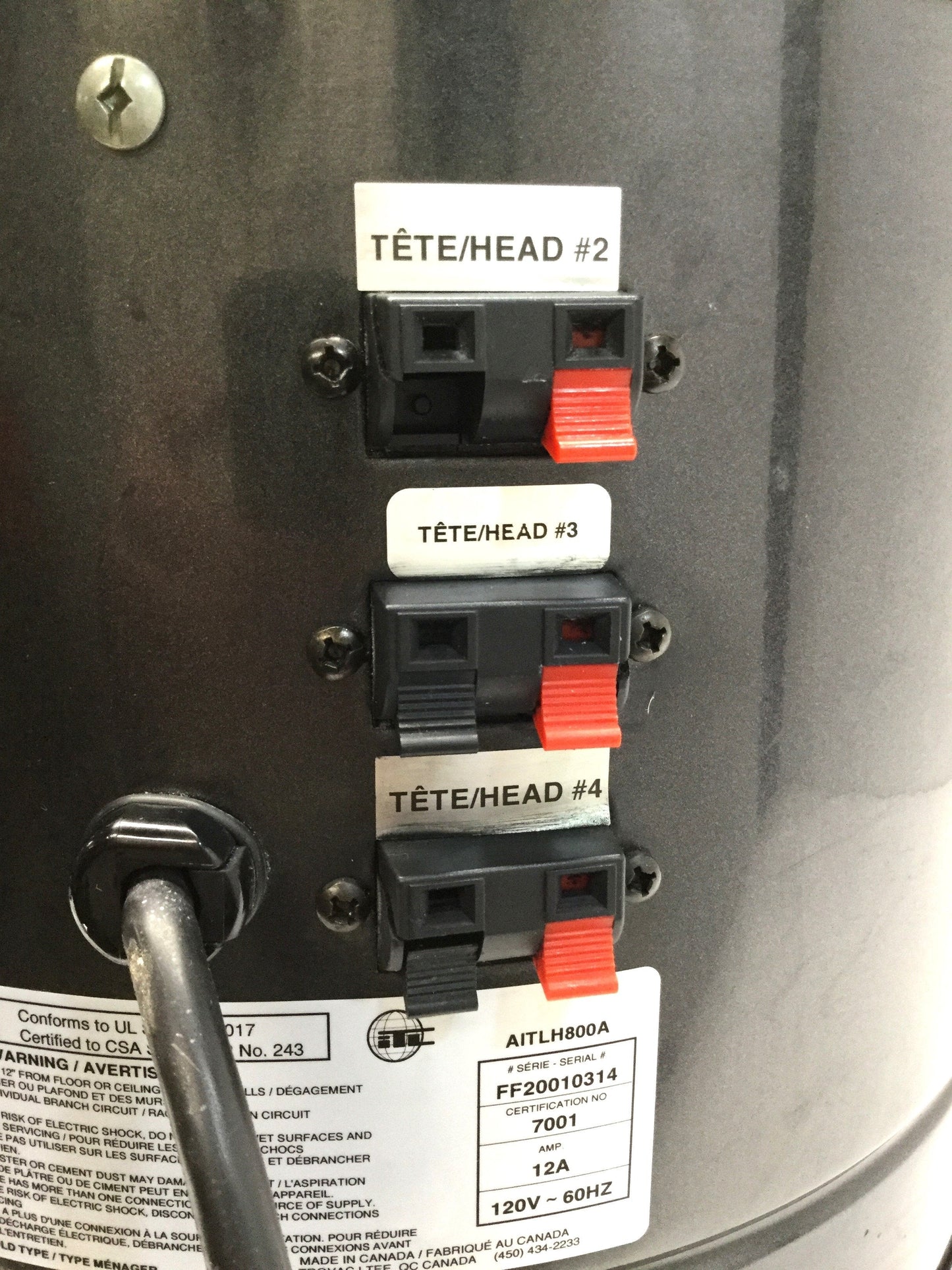 Used Trovac HD800 Heavy Duty Central Vacuum Motor Head Unit, 115CFM, 120VAC 12A