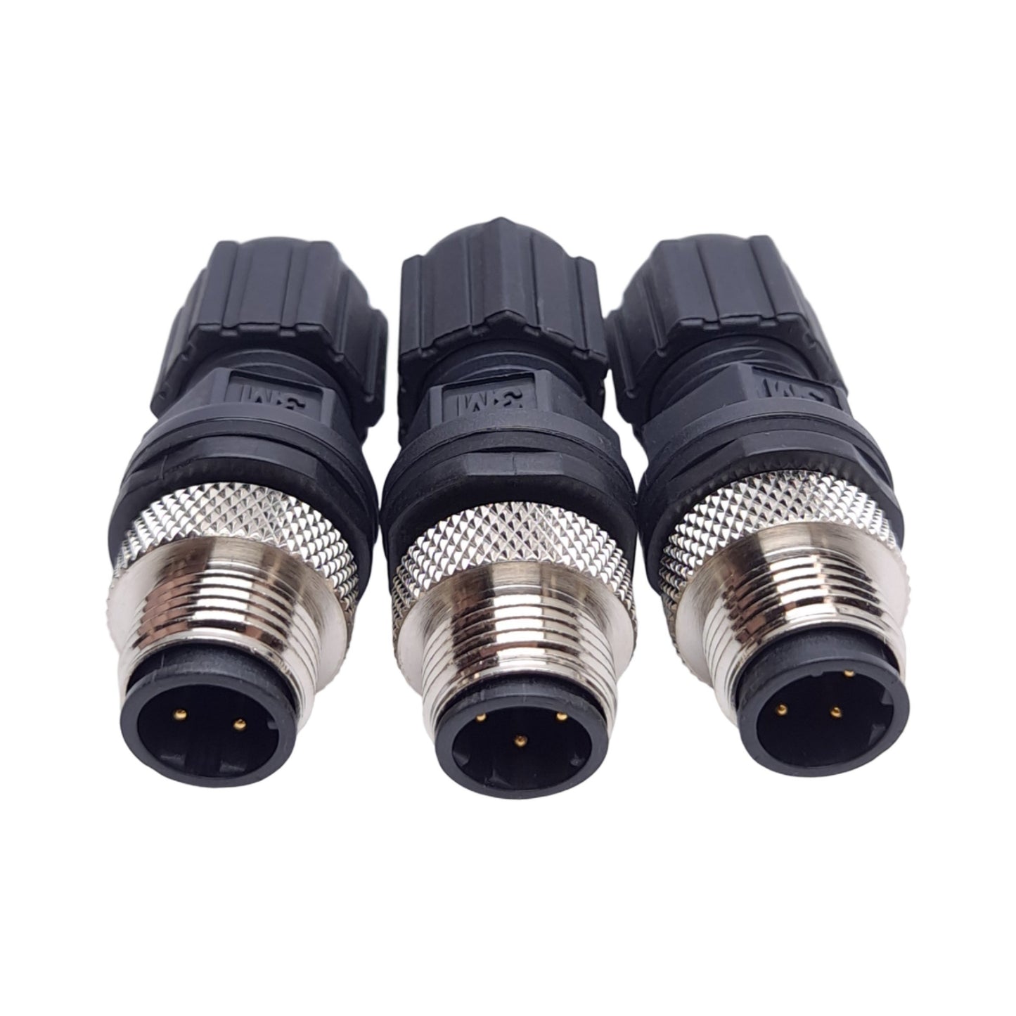 New – Open box Lot of 3 3M 3N104-D000-S08 BF Connector, M12 4-Pin Male, 24-20AWG, 250VDC 4A