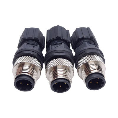 New – Open box Lot of 3 3M 3N104-D000-S08 BF Connector, M12 4-Pin Male, 24-20AWG, 250VDC 4A