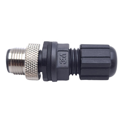 New – Open box Lot of 3 3M 3N104-D000-S08 BF Connector, M12 4-Pin Male, 24-20AWG, 250VDC 4A